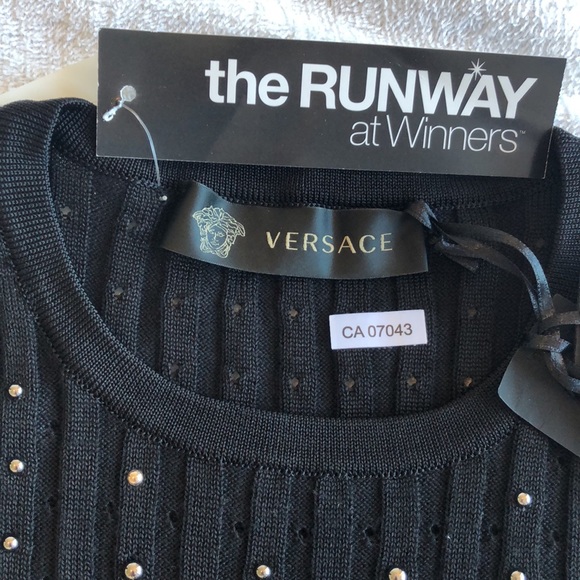 Versace Ribbed Knit Top with Studs Size EU 38 / 160 Authentic - Picture 7 of 16